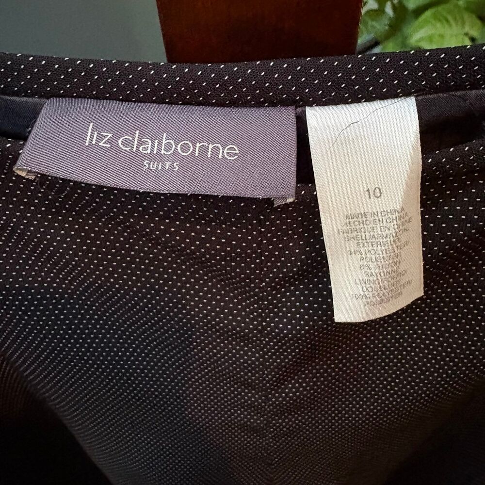 Liz Claiborne Black Mini Dot Suit Trousers Sz 10 Slim Bootcut Professional Pants - Picture 7 of 7